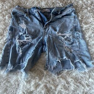 Distressed Denim Shorts
